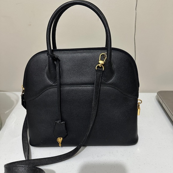 Stefano Bravo Ostritch Leather Italian Dome Bag Tote Medium Sized Crossbody - Picture 2 of 11